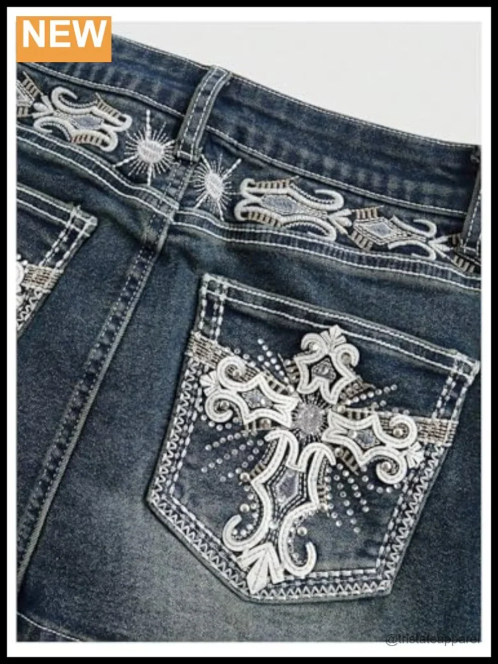 Punk Goth Cross Embroidered Denim Mini Skirt Stretchy Low Rise Bodycon